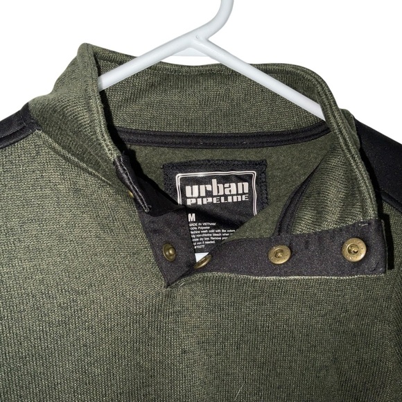 Urban Pipeline Men’s Snap Collar Sweater – Olive Green – Size M – NWT - Picture 2 of 4